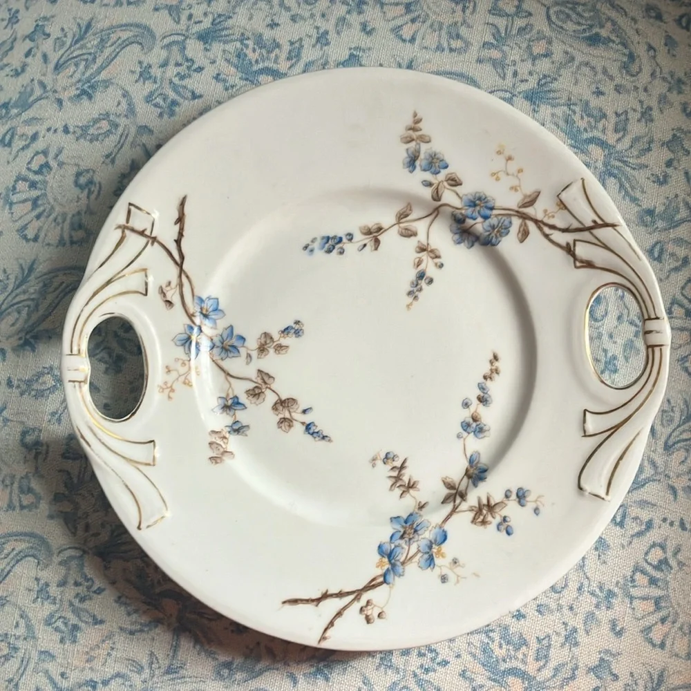 Limoges 5 piece dessert set sm platter + 4 8” plates antique French porcelain